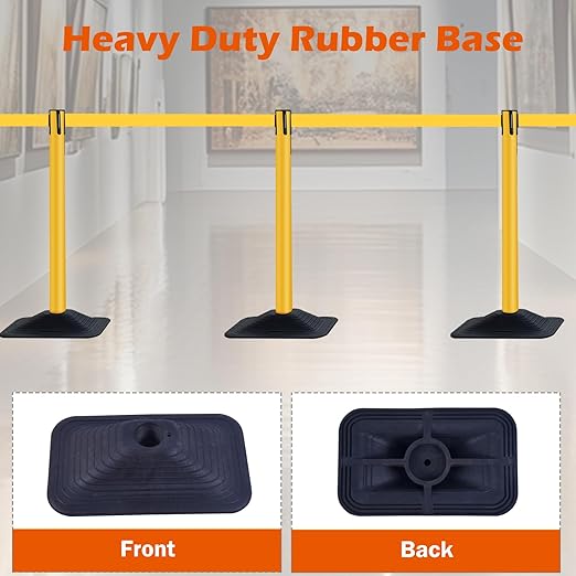 4 Pack Yellow Crowd Control Stanchion Set - Image 4