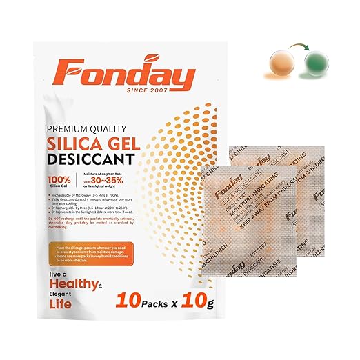 10g x 10 packs Fonday Rechargeable Silica Gel Desiccant Packets Food Grade Fast by Fonday
