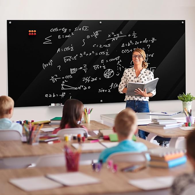 MaxGear Glass Whiteboard 96x48 Inches Wall Mounted, Magnetic Black Dry Erase - Image 8