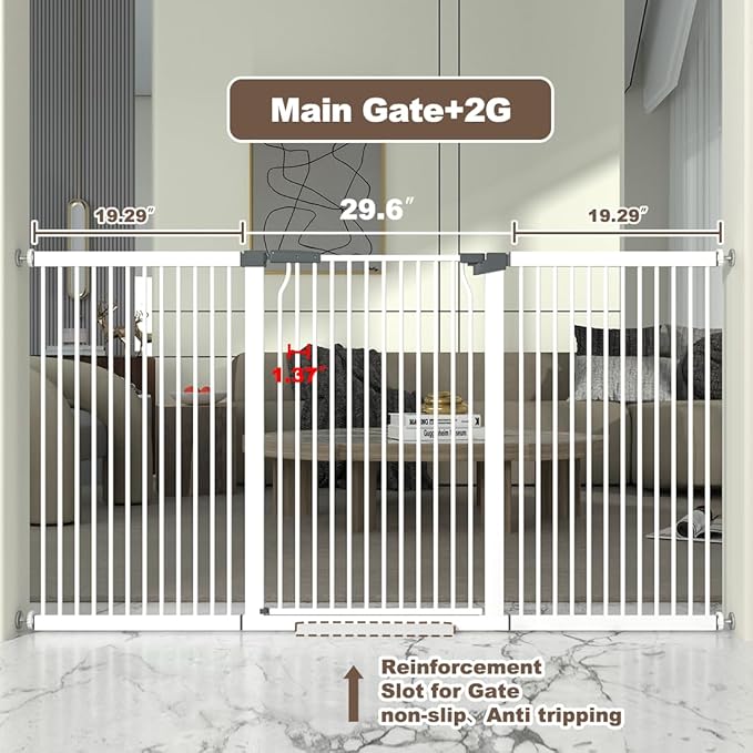 41" Extra Tall and Wide Baby Gate, 68.5-72.2'' Wide Pet Cat Gate - Image 3