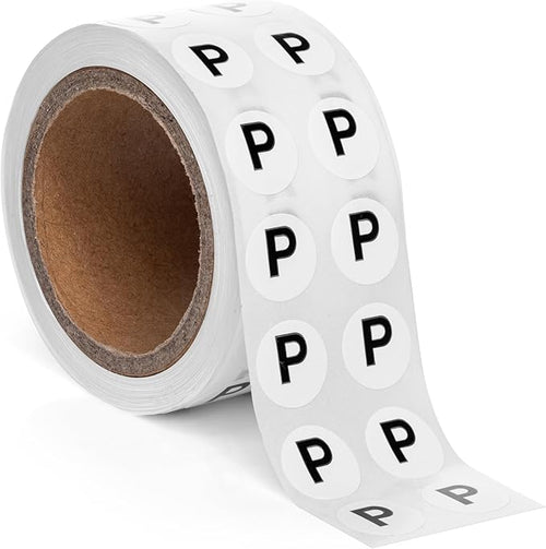 1000pcs Letter P Stickers, 0.5" Letter Sticker Dot Labels by SutterSigns