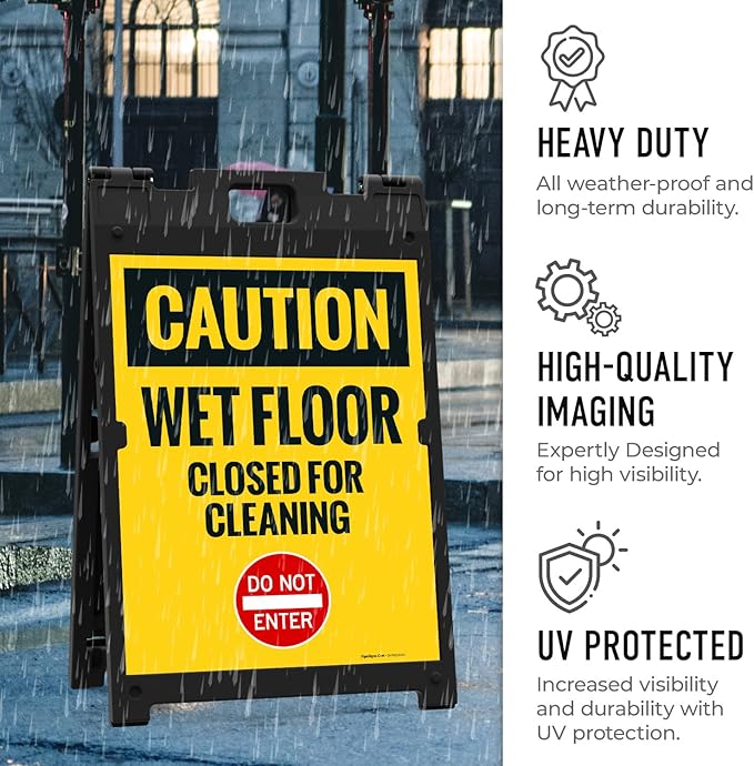 Caution Wet Floor Closed For Cleaning Do Not Enter Sidewalk Sign Kit, 18x24 - Image 7