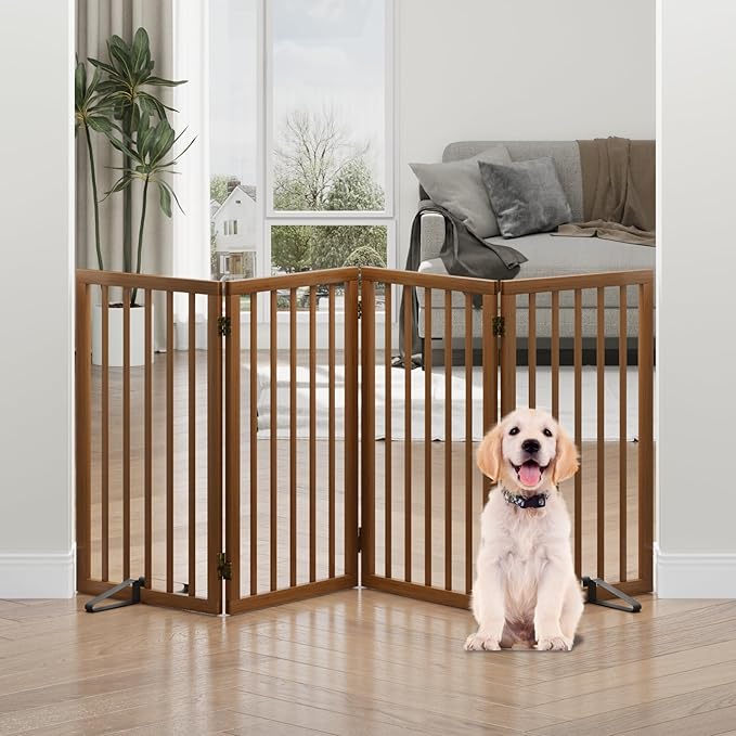 Dog Gates for Doorways, Tall Dog Gate Indoor, Foldable Pet Gates for Doorways by Algherohein
