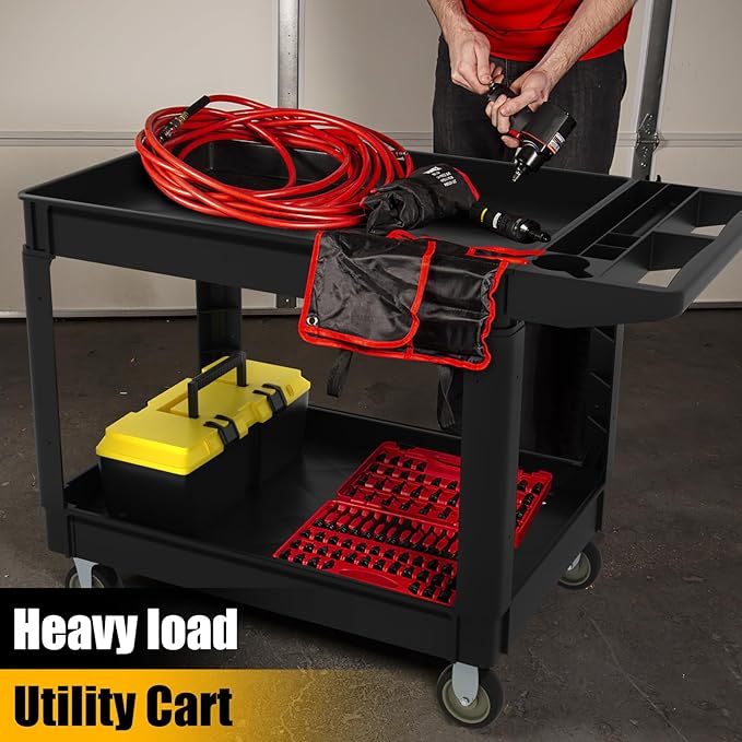 Utility Plastic Tool Cart, 46 x 26-Inch Rolling Service Carts Huge Storage - Image 9
