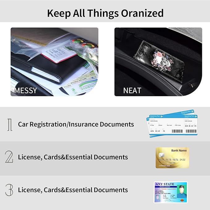 Car Registration and Insurance Holder, Leather Car Glove Box Organizer - Image 5