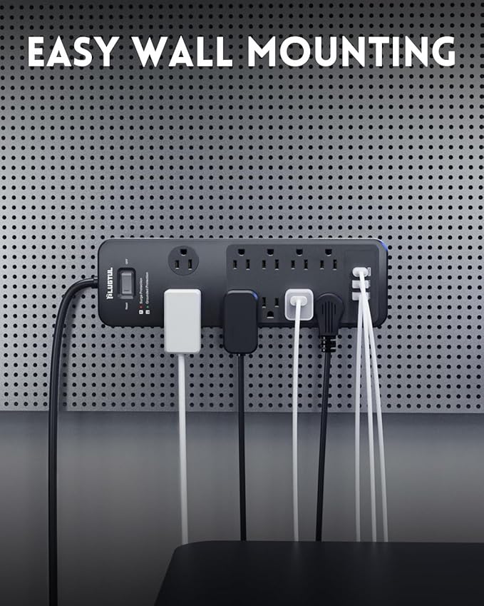 Surge Protector Power Strip 20FT, PLUGTUL Surge Protector - Image 7
