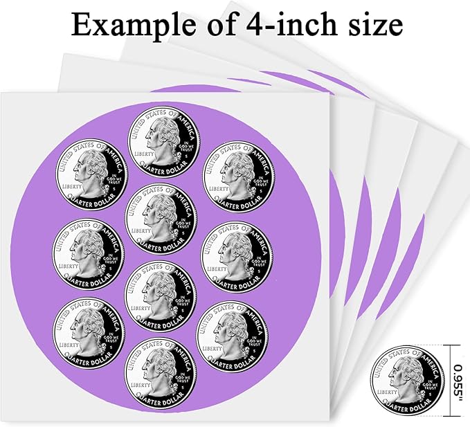 4 Inch Large Purple Circle Thermal Labels, 300 Labels/Roll, Self-Adhesive Round - Image 3