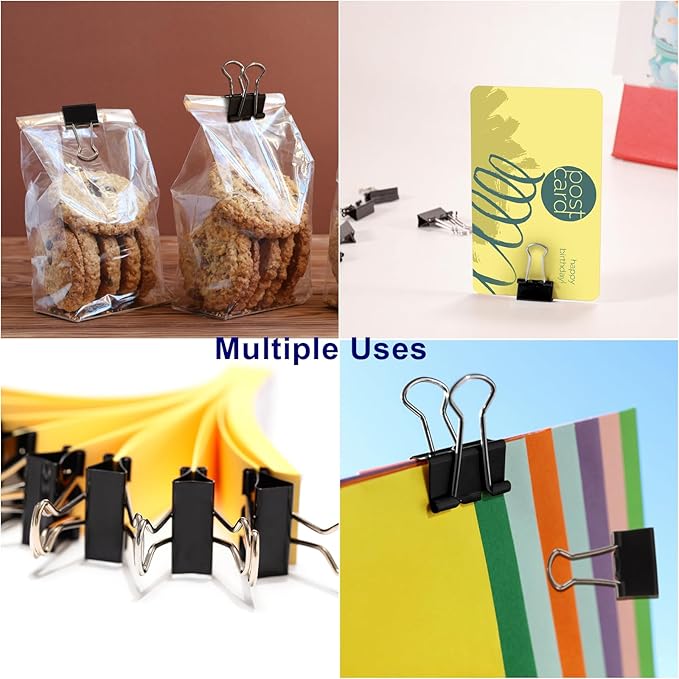 Ufmarine 120 Pcs Mini Binder Clips, Small Binder Clips Black, 15mm Paper Clips - Image 3