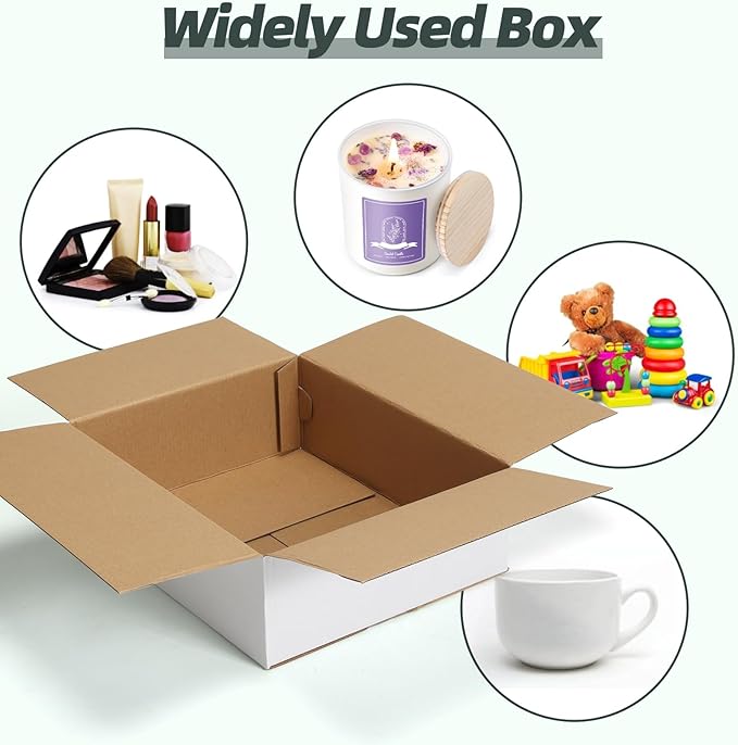 CRUGLA 12x10x4 White Shipping Boxes Set of 15 - Image 4