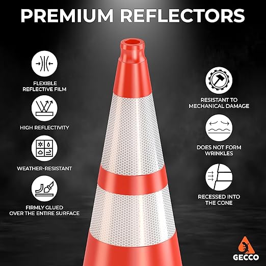 GECCO ™ 28 Inch 7 Lb Heavy Duty Orange Traffic Cones in Bulk | Durable Safety - Image 4
