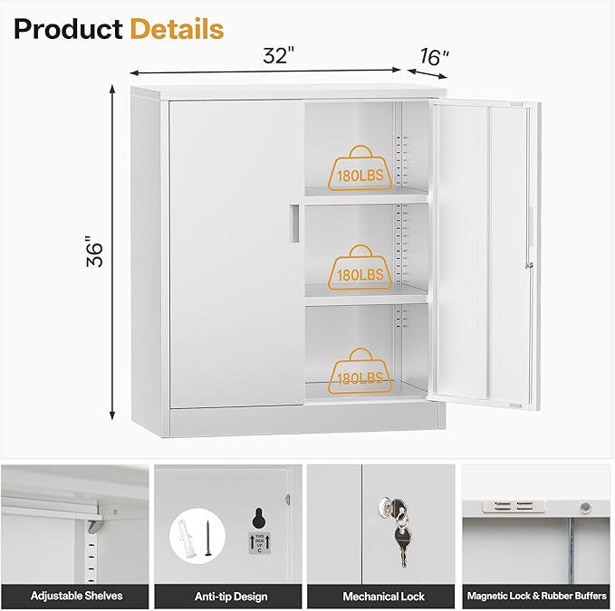 Metal Garage Storage Cabinets，36" Steel File Cabinet - Image 3