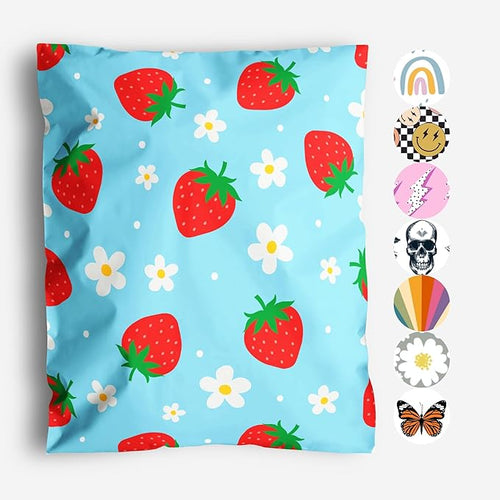 10x13 Poly Mailers – Summer Strawberries – Waterproof, Tear-Resistant Shipping by PackageMint