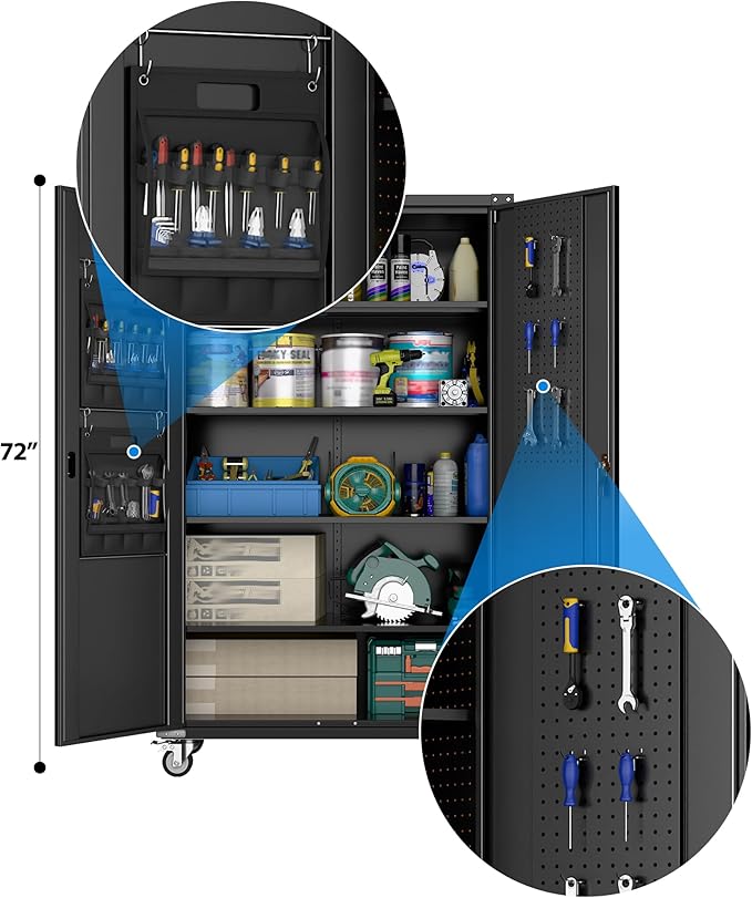 Aobabo Extra Large Garage Storage Cabinet on Wheels, Metal Storage Cabinet - Image 6