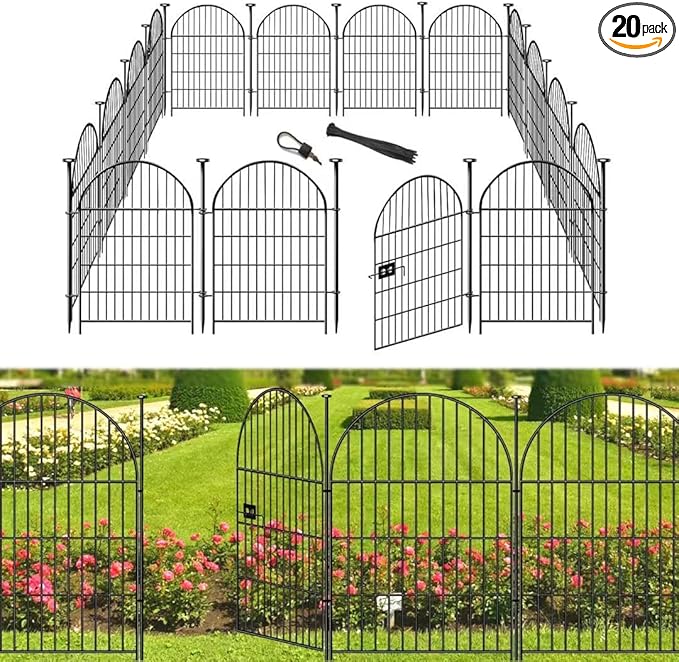 Tall Garden Fence with Gate, 40 in x 45 Ft Dog Fence Outdoor by Okaygardn