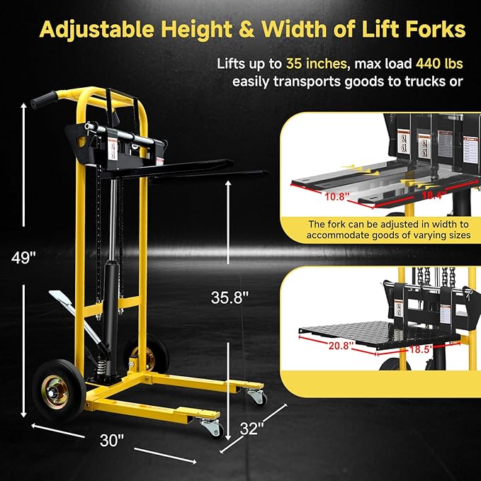 Hydraulic Material Lift, Pallet Jack Table Cart- 480-Lb. Capacity, 35in Lift. - Image 7