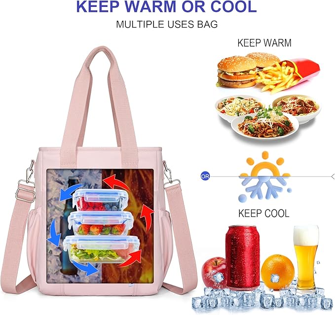 NOL Insulated Lunch Bag for Women, Large Spacious Lunch Tote Bag - Image 3