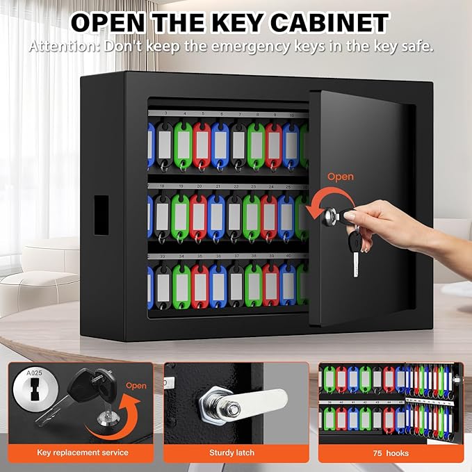 75 Keys Key Lock Box Wall Mount - Image 6