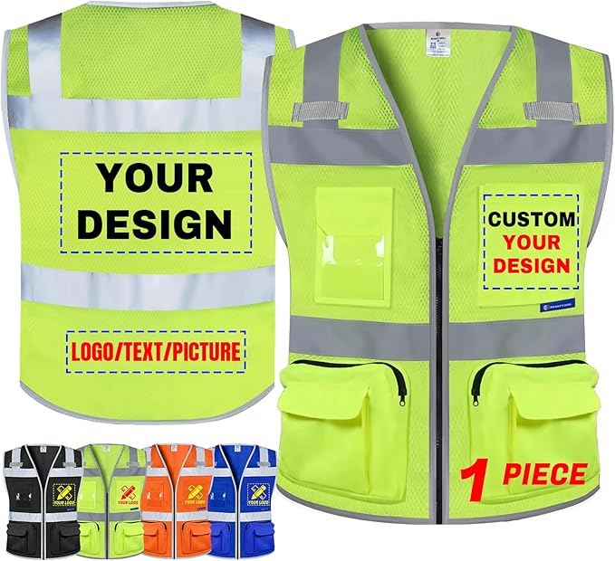 BeautyWill Custom Logo Safety Vest Class 2 High Visibility Reflective Vest by BeautyWill