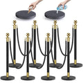 kaiyomi 8Pcs Stanchions with Black Velvet Ropes Set, 5 Feet Velvet Ropes and by KaiyomiCrowdControlSeries