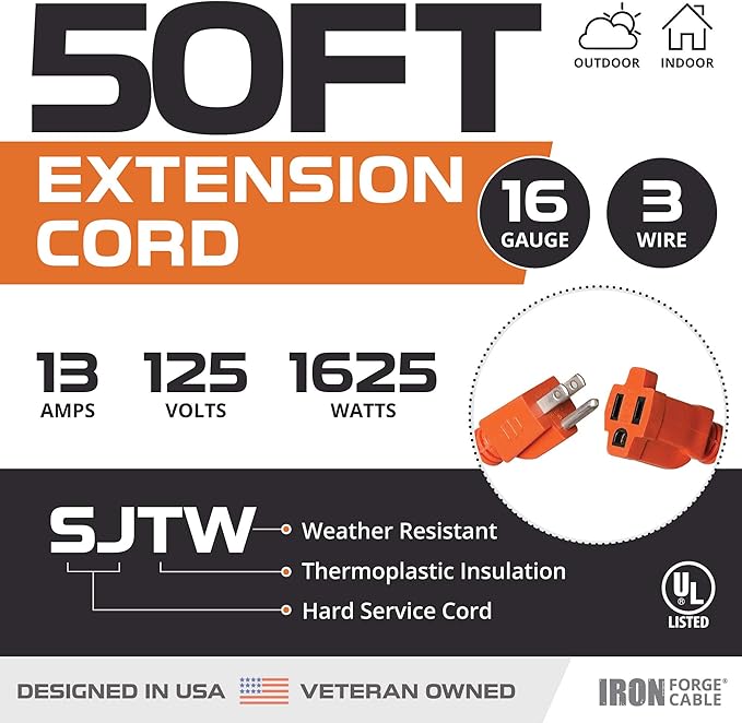 IRON FORGE CABLE 50 Ft Orange Extension Cord - Image 2