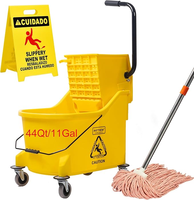 Matthew Cleaning 44Quart Commercial Mop Bucket INCL.Wet String Mop& 19'' by MATTHEWCLEANINGPRODUCTS
