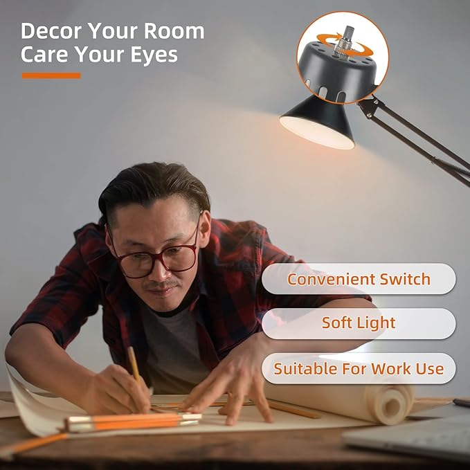 Desk Lamp for Home Office Eye-Caring Metal Extra Tall Swing Arm High Intensity - Image 7