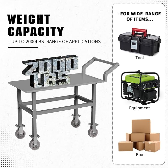 Work Height Platform Truck Cart, 2000LBS Weight Capacity Platform Cart - Image 3