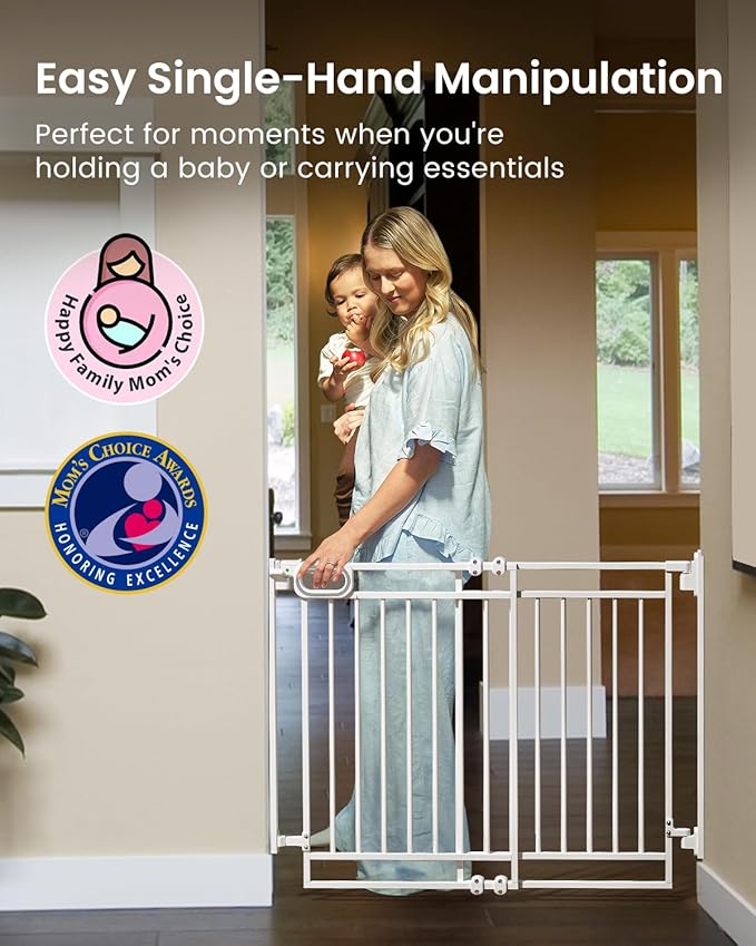 Grownsy Baby Gate for Stairs- No Bottom Bar, Adjustable Width 29.8” to 43.5” - Image 5