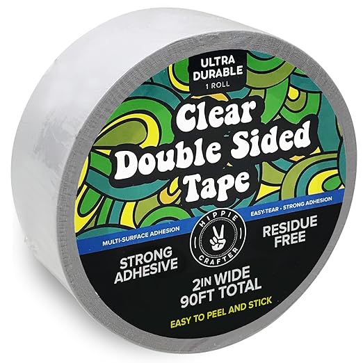Clear Double-Sided Tape for Crafts, 2 Inch Wide Heavy-Duty Adhesive, Strong by HippieCrafter