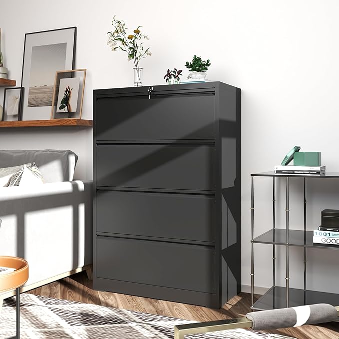 File Cabinets 4 Drawer, Metal Office Storage Filing Cabinet - Image 7