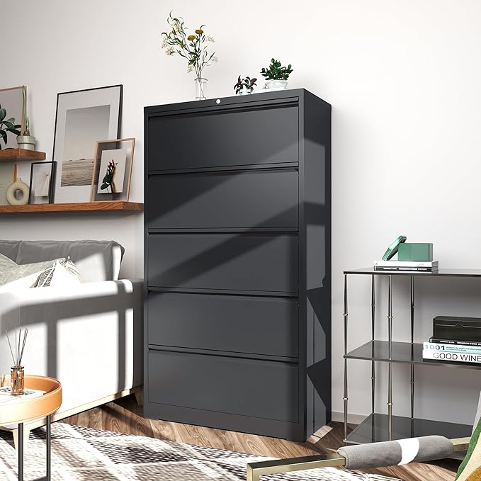 File Cabinets 5 Drawer, Metal Office Storage Filing Cabinet - Image 7