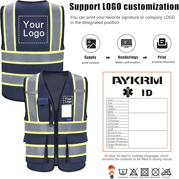 AYKRM 11 color High Vis Reflective Safety Vest - Image 2