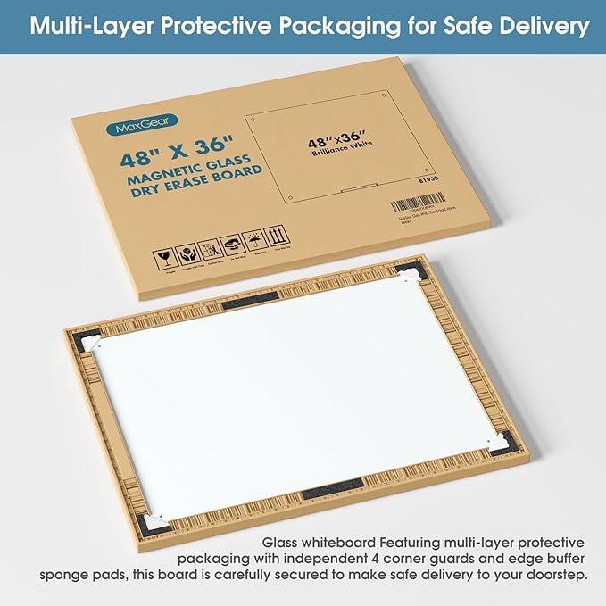 MaxGear Glass White Board 48x36 Inches Brilliance White Magnetic Dry Erase - Image 7