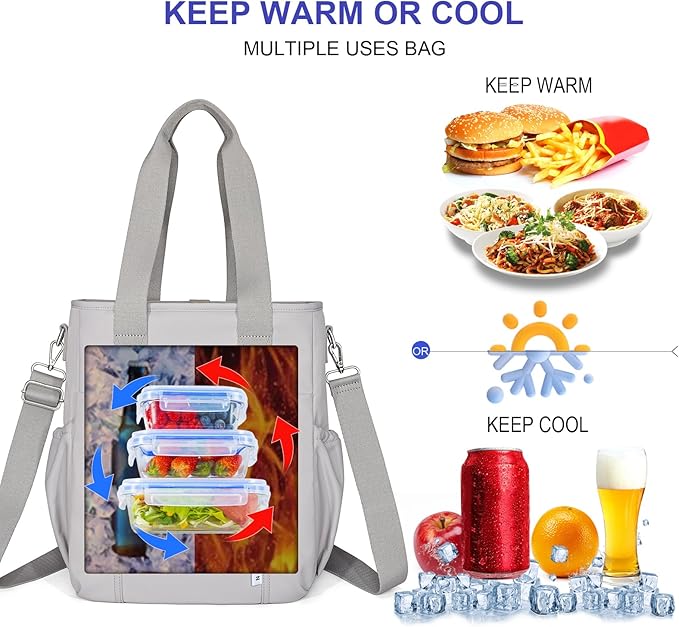 NOL Insulated Lunch Bag for Women, Large Spacious Lunch Tote Bag - Image 5