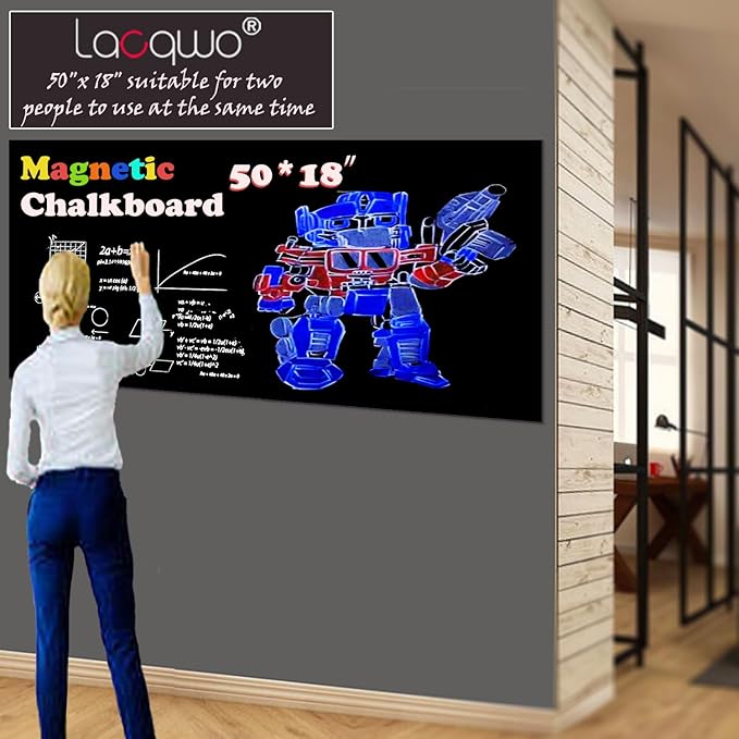 Magnetic Chalkboard Contact Paper 50"x18" Self Adhesive Magnet Wall Board - Image 2