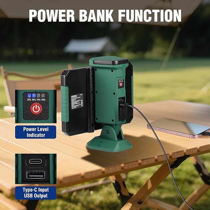 WORKPRO Rechargeable USB-C LED Work Light, Foldable Magnetic Light - Image 5