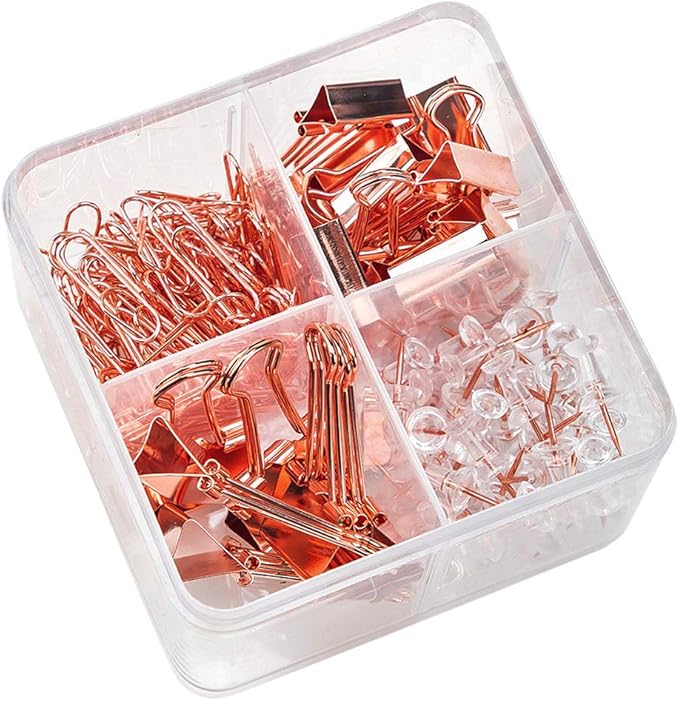 Paper Clips and Binder Clips Set, Metal Assorted Sized Binders by CREECHWA