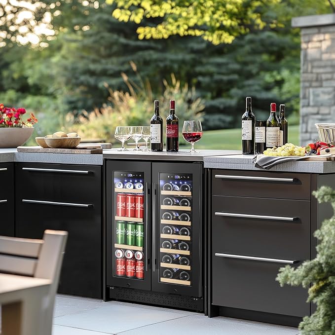 Tylza 24 Inch Wine and Beverage Refrigerator, Dual Zone Wine Beverage Cooler 24" - Image 8