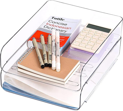 2 Pack Stackable Paper Tray, Acrylic File Organizer by CiWiVOKi
