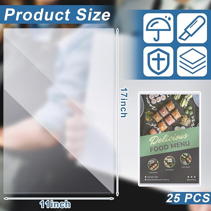 Henoyso 25 Pcs 11" x 17" Rigid Print Protectors, Heavy Duty Hard Plastic Sheet - Image 3