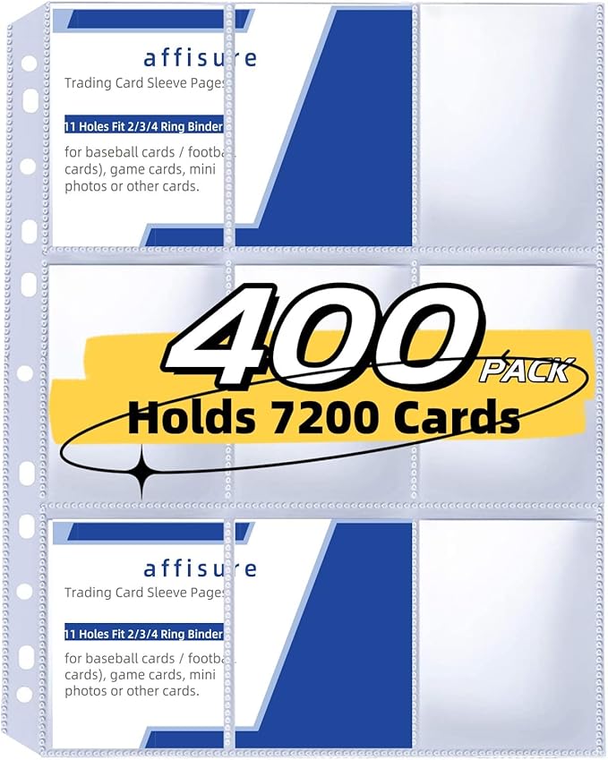 400 Pack 9 Pocket Trading Card Binder Pages, Holds 7200 Cards, Thickened Binder by Affisure