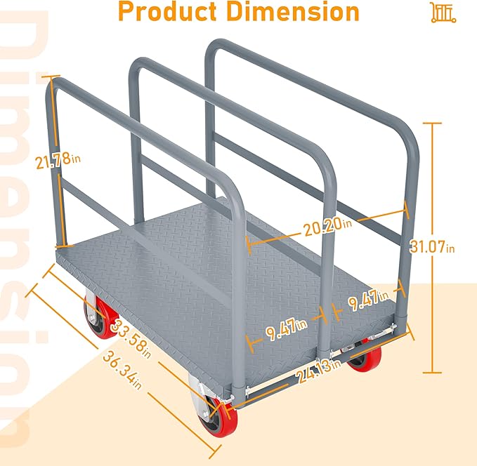2 in 1 Panel Truck, 2000 LBS Panel Dolly Cart - Image 2