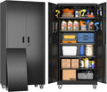 Garage Storage Cabinet with Wheels & Pegboard, Lockable Metal Storage Cabinet by GANGMEIMENTALSTORAGECABINET