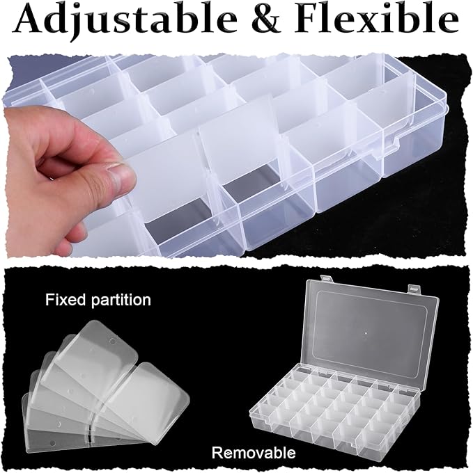 Dimeho 6 Pack Bead Organizer Box Plastic Clear Storage Containers 36 Grids - Image 3