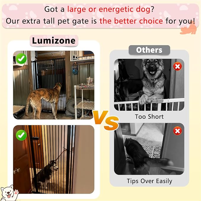 Lumizone Extra Tall Cat Gate 61.02" High Pressure Mounted Extra Wide 2025 New - Image 5