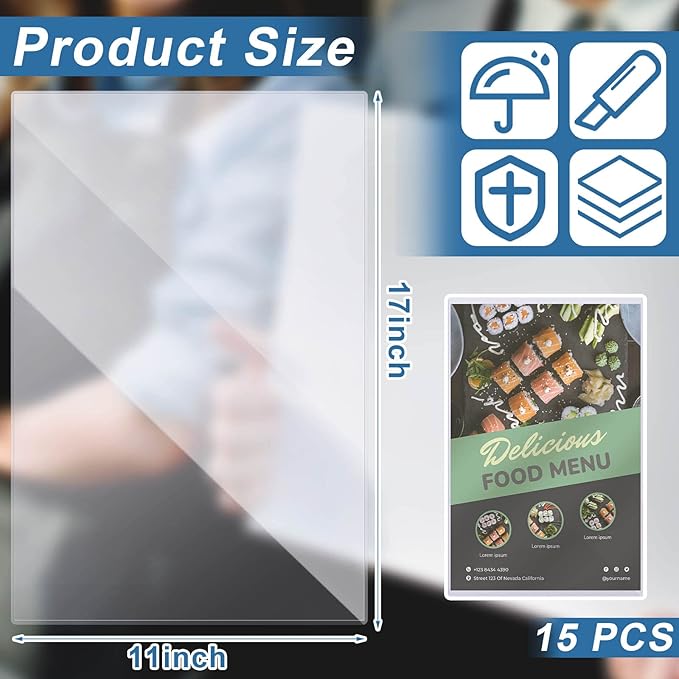 Henoyso 15 Pcs 11" x 17" Rigid Print Protectors, Heavy Duty Hard Plastic Sheet - Image 3