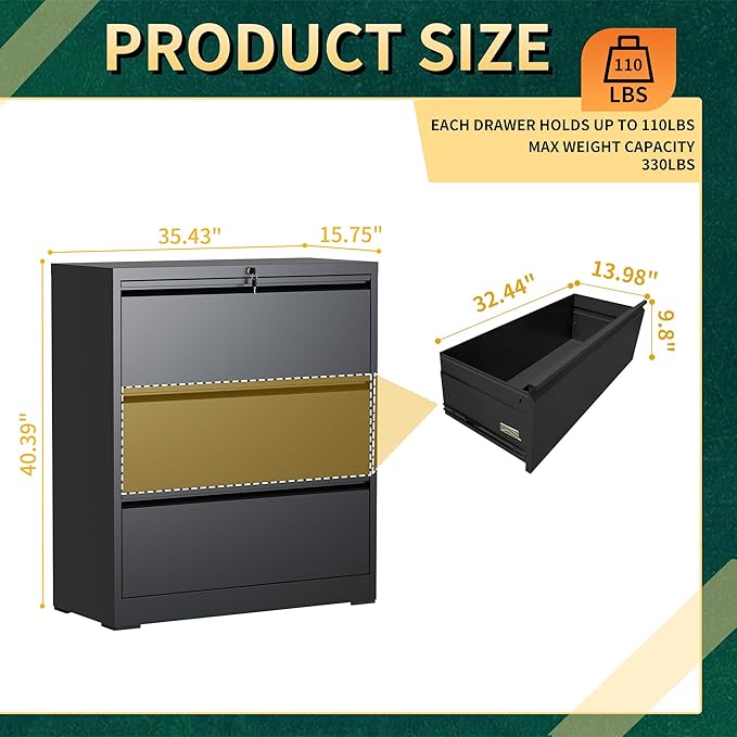 3 Drawer Lateral File Cabinet - Image 3