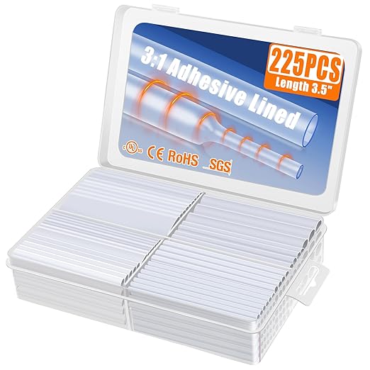 XHF UL Listed 225 Pcs 3:1 Waterproof Heat Shrink Tubing Kit Marine Grade by XHF