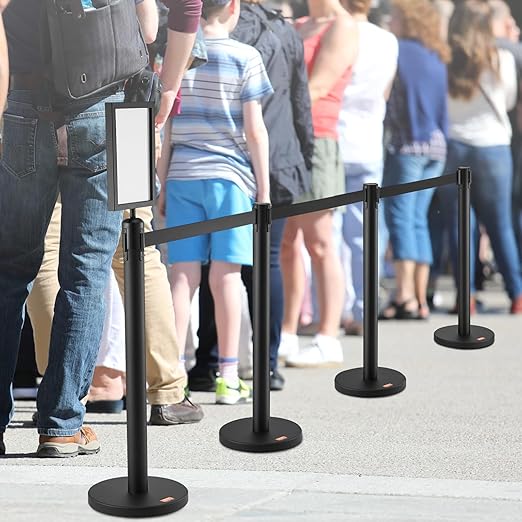 VEVOR Crowd Control Stanchions, Carbon Steel Baking Painted Stanchion Queue Post - Image 8