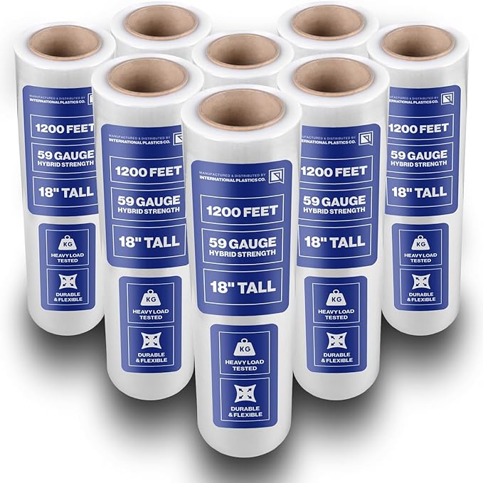 International Plastics Co. 18" Plastic Stretch Film/Wrap 1200ft 500% Stretch by InternationalPlasticsCo